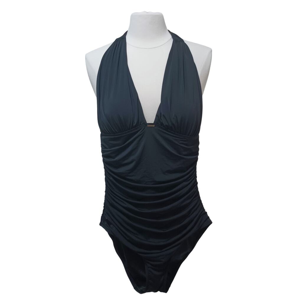 Victorias Secret Halter Swimsuit M Black One Piece